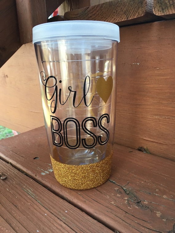 Girl Boss Tumbler with Glitter Boss Gift by PrettyLittleVinyls