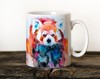 Red Panda Mug Watercolor Ceramic Mug Unique Gift Coffee Mug Animal Mug Tea Cup Art Illustration Cool Kitchen Art Printed mug
