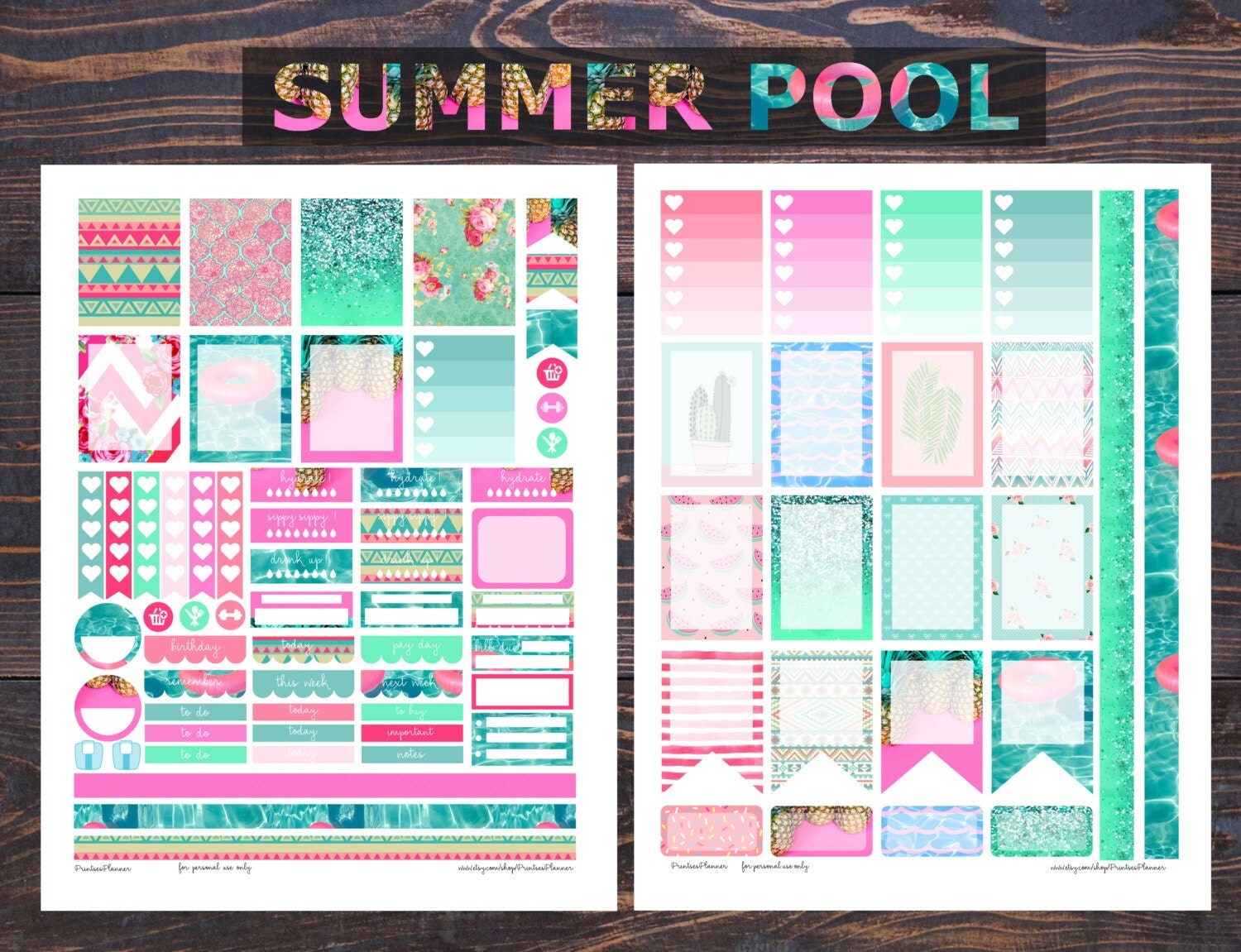 summer pool planner stickers printable planner stickers