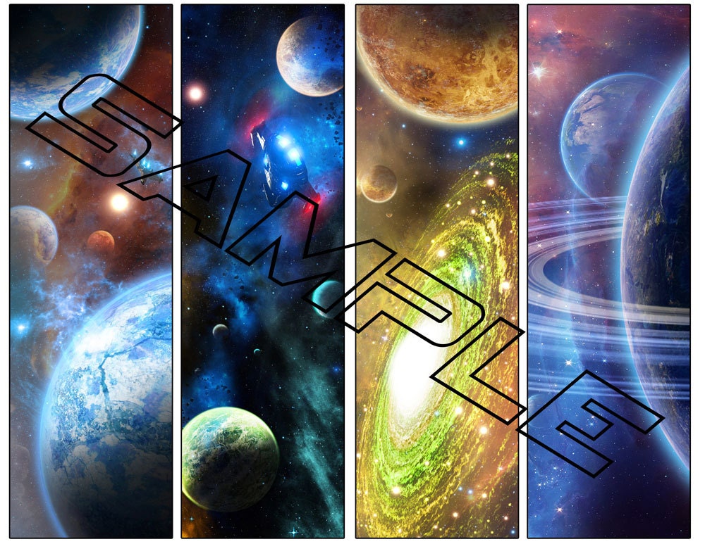 4 Printable Sci Fi Bookmarks Galaxy Planet Digital Instant