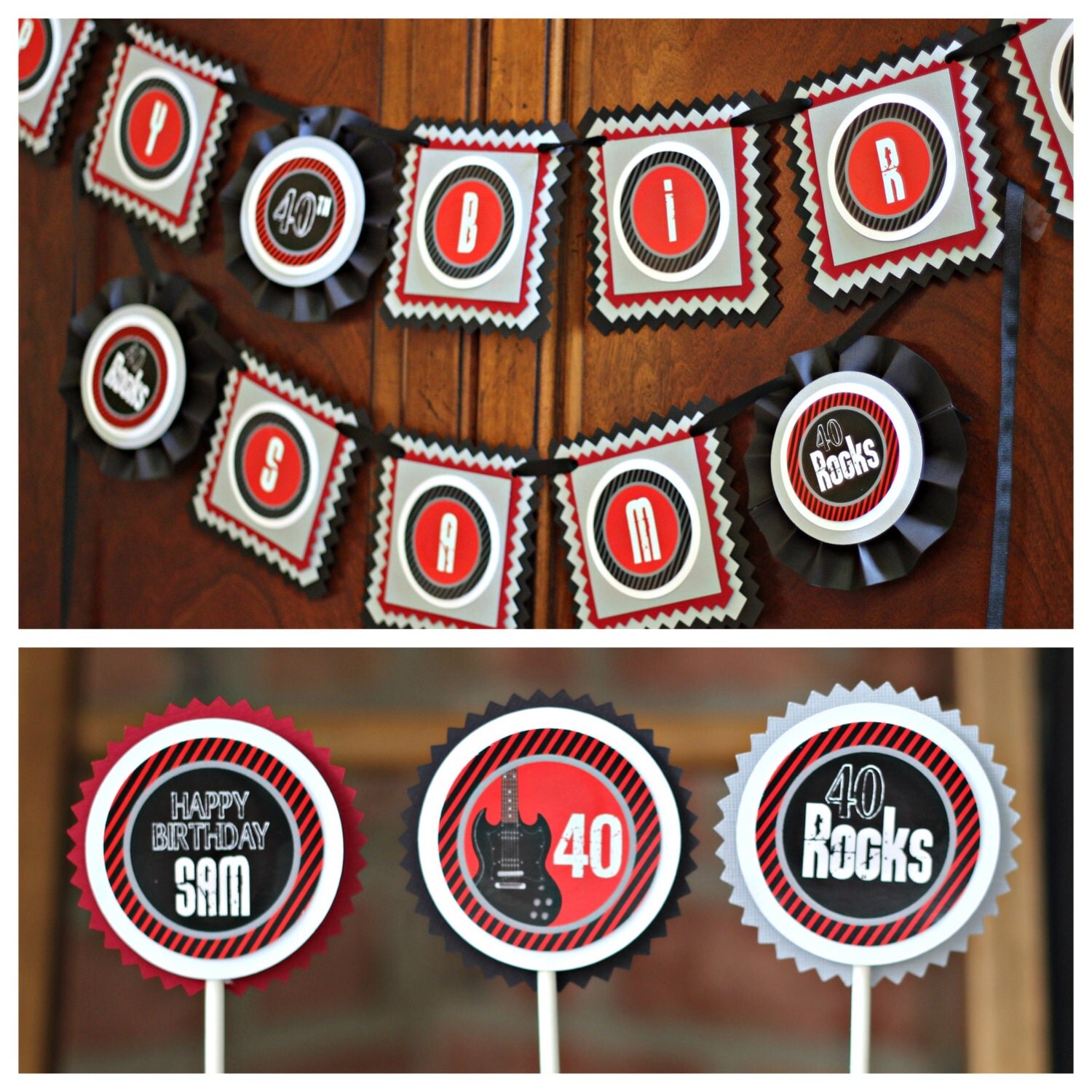 Modern and Masculine 40 Rocks / Guitar Birthday Party