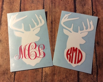 Deer monogram Car Window Vinyl Decal Doe Buck Monogrammed Browning