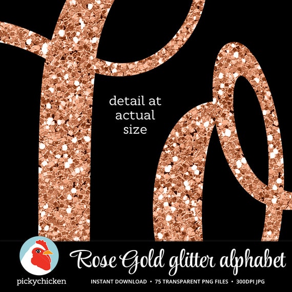 Rose Gold Glitter Alphabet - Rose Gold Alphabet - sparkly glitter ...