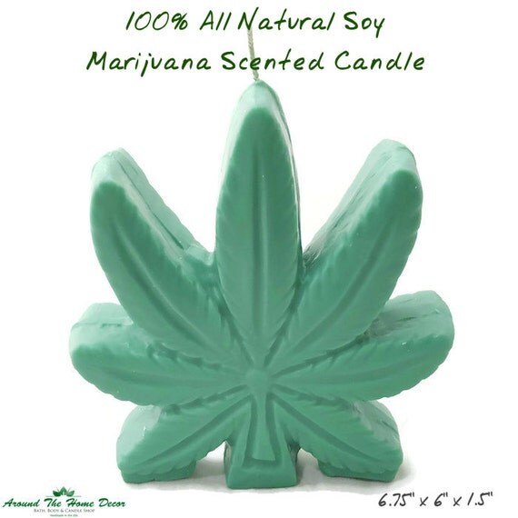 Scented Marijuana Leaf Candle. 100 All Natural Vegan Soy
