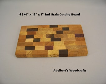 12" long end grain cutting board - Cheese Board 6 3/4" x 12" x 1"
