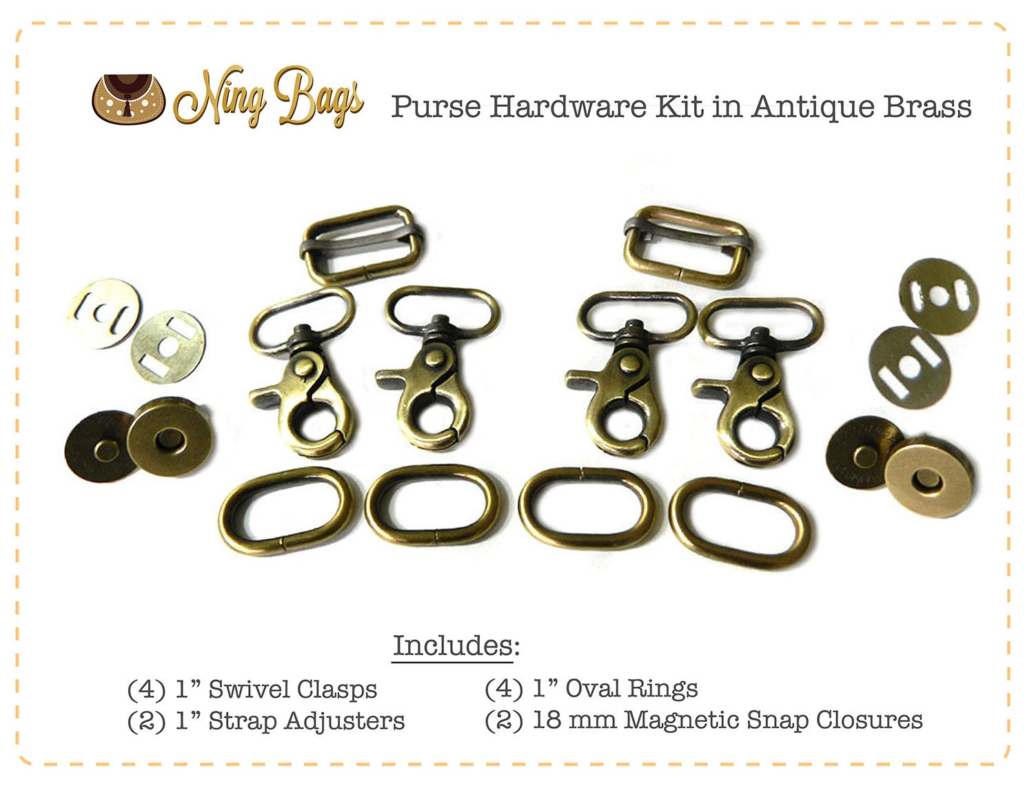 Hardware Kit for Handbags, 1" Strap Crossbody Bags, Sling Bags, Totes