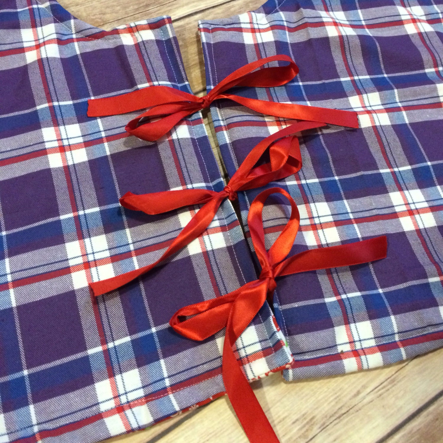 Handmade Holiday Plaid Reversible Cotton Christmas Tree Skirt