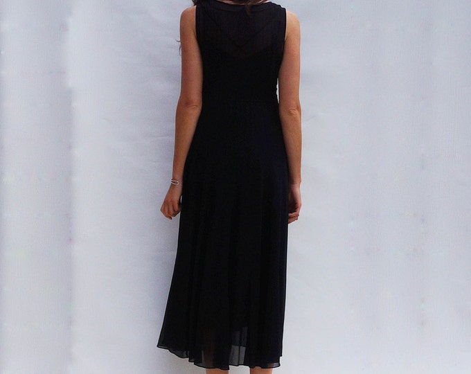 Black Evening Dress, Vintage 90s Minimalist Black Dress, Vintage Evening Gown, 90s LBD, Black Maxi Dress, Vintage 90s Black Maxi Dress, 1990