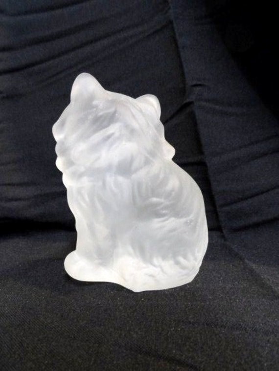 frosted glass cat figurine