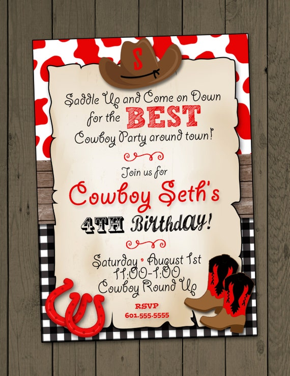 Western Theme Birthday Invitations 3