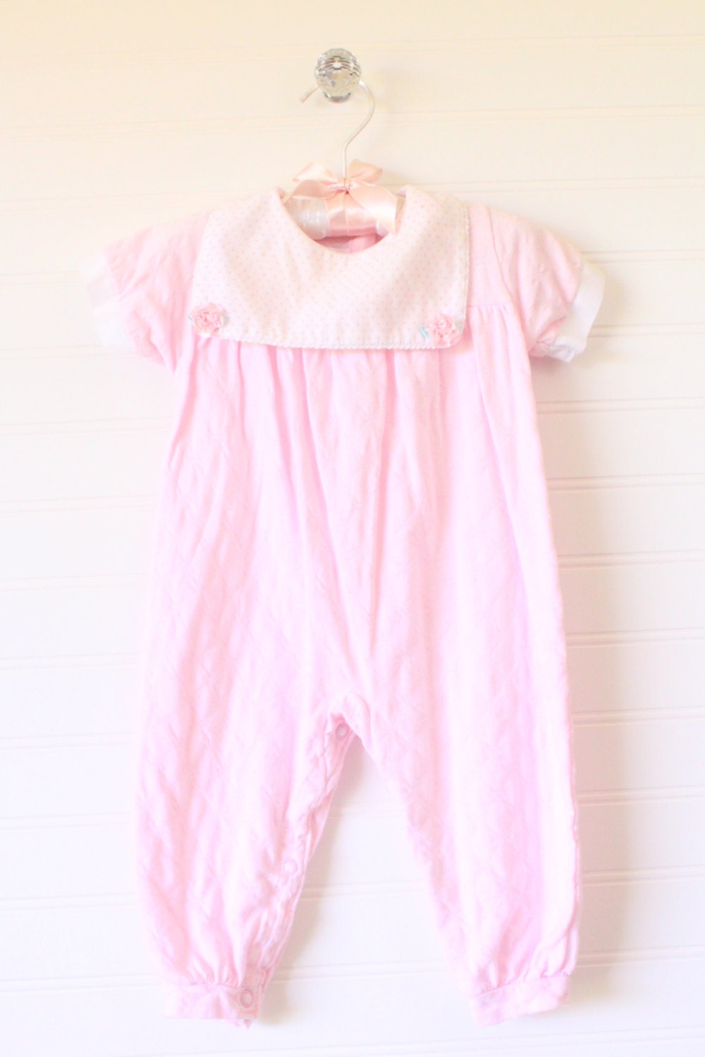 Vintage baby jumper. Pink jumper with white bib Carters sz