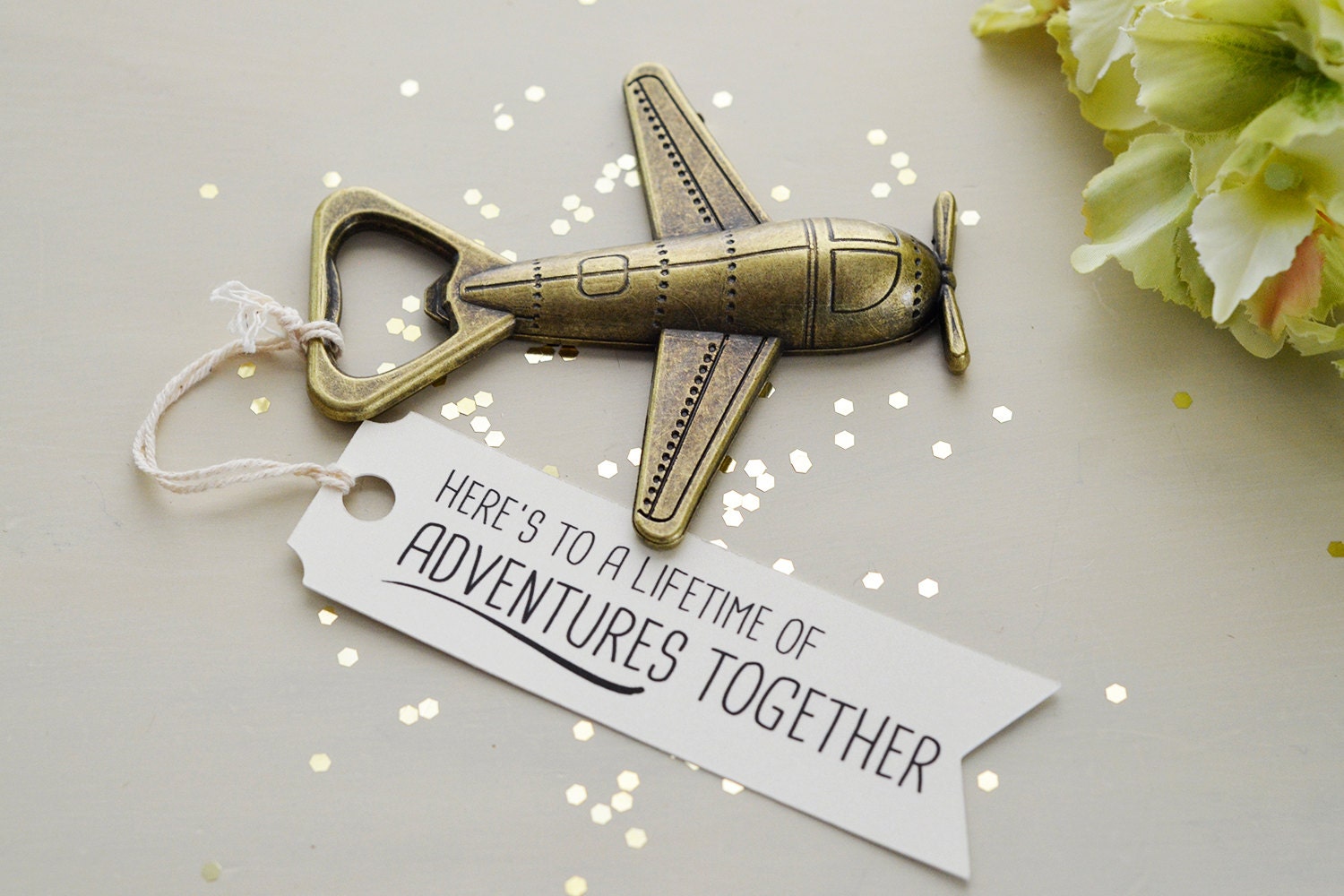Anniversary Bronze Airplane Bottle Opener Gift by TheBlushMarket