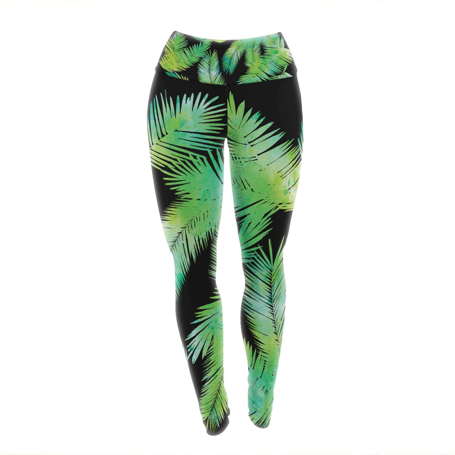 Draper Tropic Green Black Nature Yoga Leggings by KessInHouse