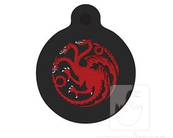 Targaryen Dog ID Tag - Targaryen Sigil - Daenerys - The Khaleesi - Game of Thrones Themed Pet ID Tag - 2 sided aluminum full color ID tag