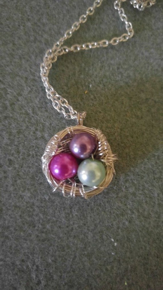 Birds Nest necklace wire Bird nest pendant personalized