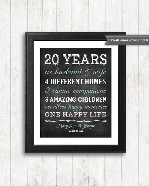  20th  Anniversary  Gift  for Husband for Wife  for Parents