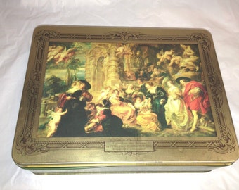 Vintage Collectibles II GIARDINO DELL' Amore by Peter Paul Rubens Tin Box Square with Lid