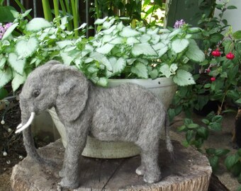 Needle felted Elephant, Needle felted animal, Felted Elephant, Handmade Elephant