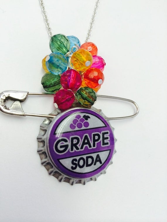 Ellie and Carl Necklace Inspired by Up-Grape Soda Pin and Brightly Colored Balloon Beads