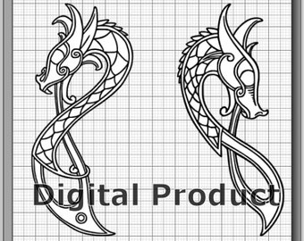 Celtic Knotwork Dragons SVG, (dxf, eps, pdf, png, svg, studio3 file types) Die Cut Files, Silhouette Cameo, Cricut, Instant Download