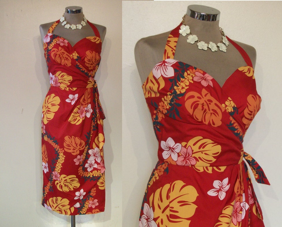 Great 1950s hawaiian sarong wrap dress repro 1955 pattern