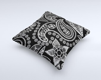 Black paisley pillow | Etsy