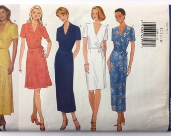 Butterick Sewing Pattern 5458, Misses Sizes 12-14-16, UNCUT - 1998 Misses Dress, 90s Wrap Dress, Wrap Around Dress, Sundress, Wrap Dress