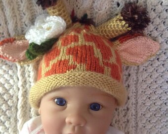 Knit Baby Giraffe Hat