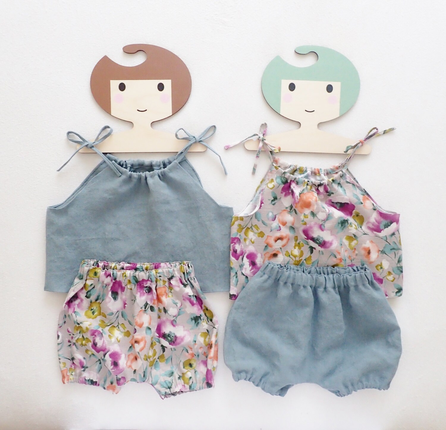 Girl Toddler Top Linen Summer Top French Blue 100 Vintage