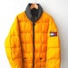 BIG SALE 25% TOMMY Hilfiger Outdoors Expedition Vintage 90's Hip Hop Yellow Puffer Down Bomber Goose Jacket Parka Coat Size L