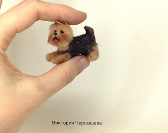 OOAK miniature 1:12 dog Yorkshire Terrier ,Yorkshire Terrier,Dollhouse miniature,miniature ,doll accessories, Dollhouse realistic dog