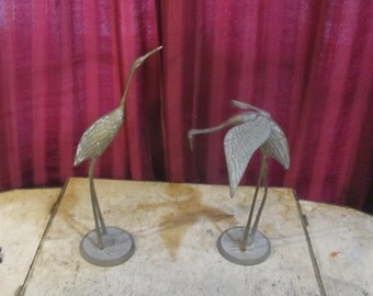 Pair of Brass Cranes