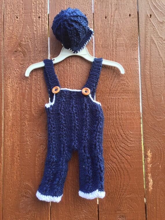 Handmade Crochet Baby Boy Overall Hat and Overall by ReallySoCute