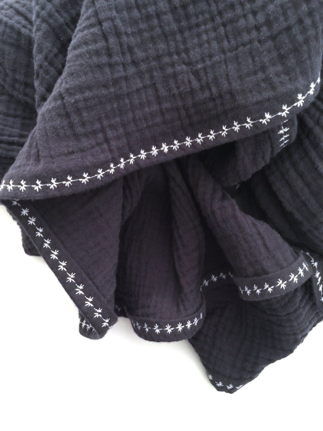 Embroidered Swaddle / Newborn Swaddle / Dark Grey Cotton