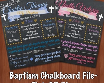 Beautiful Christening Chalkboard Poster - Baptism Chalkboard - Personalized - Baby Girl Baptism - Baby Boy Baptism - Christening - Digital