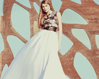 White Satin Skirt that zips in the back