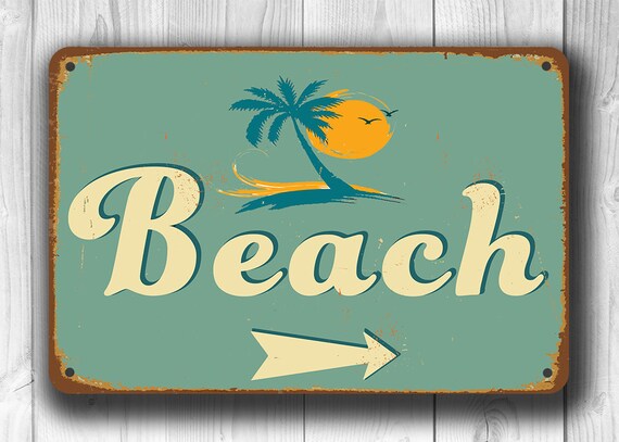 CUSTOM BEACH SIGN Vintage style Beach Sign Beach Arrow Sign