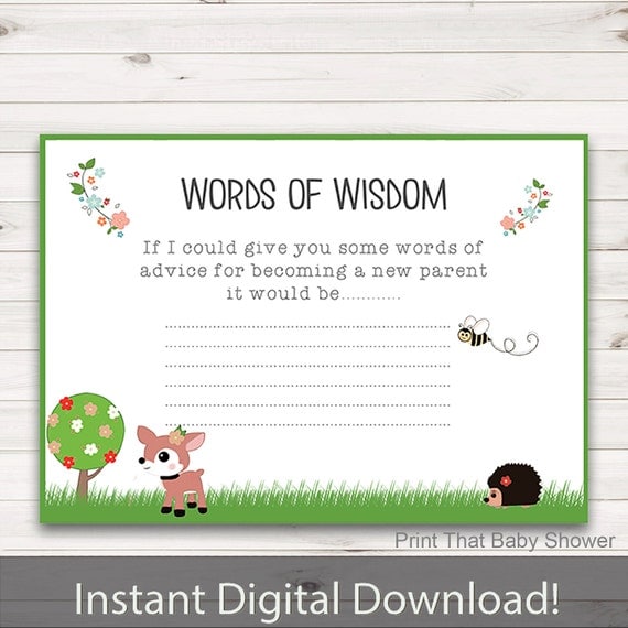 baby-shower-games-baby-words-of-wisdom-baby-advice-cards-woodland