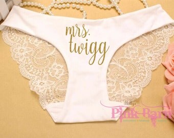 FAST SHIPPING White Lace Personalized Sexy Bridal Panty Bridal Panties Bridal Underwear Cheeky Panties
