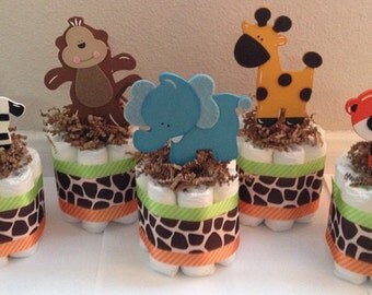 Mini Jungle Diaper Cakes SET OF 6 Safari Baby Shower Baby