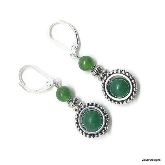 Green Aventurine Earrings Green Stone Earrings By Zaverdesigns 0589