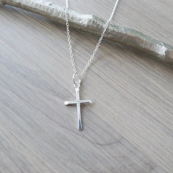 Sterling Silver Cross Necklace Small Cross by SilverMooseArts