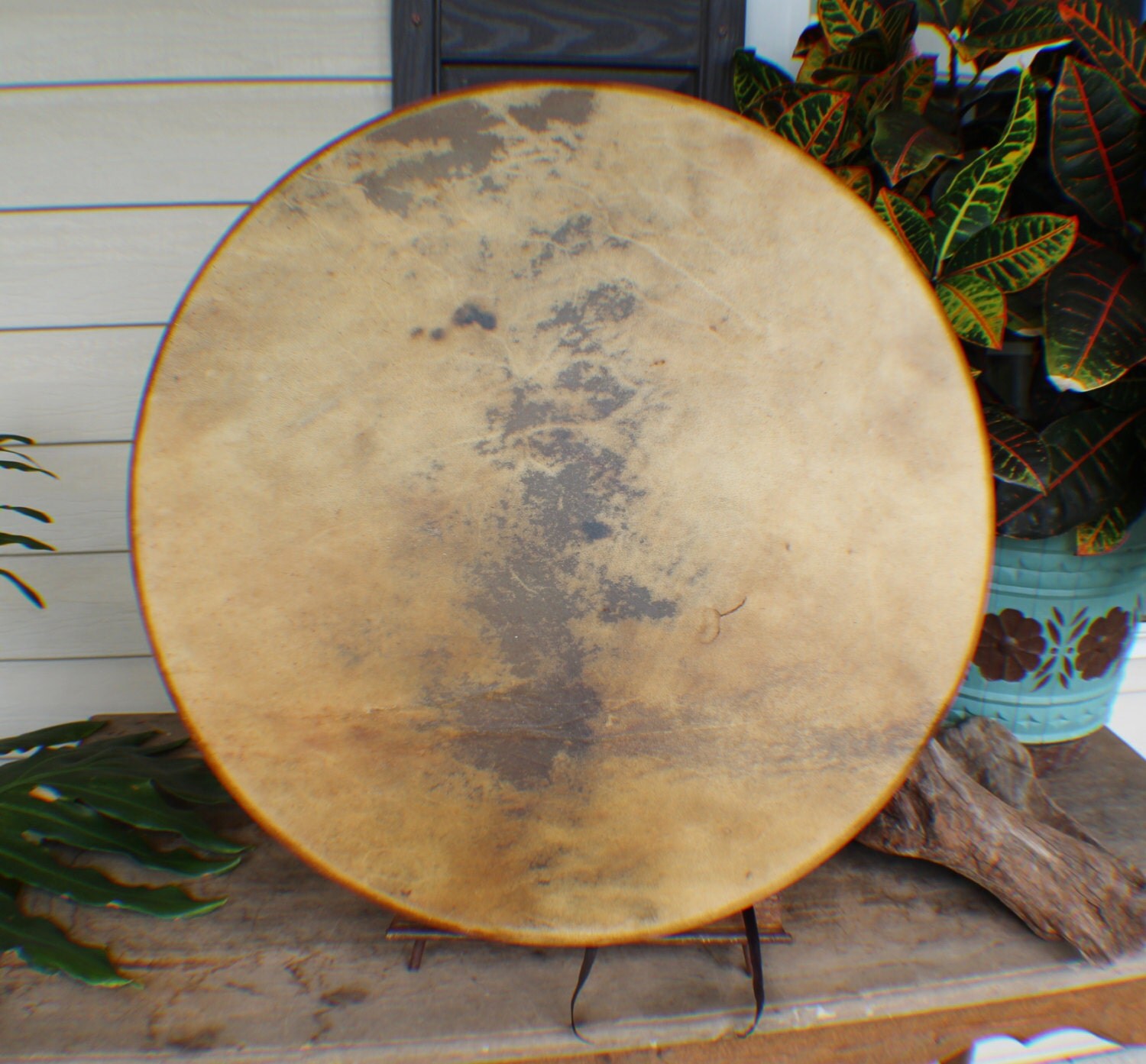 24 Elk Hide Hand Drum Native American Made by EarthMaidensEmporium