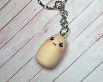 Kawaii Potato keychain, pendant, miniature food jewelry, polymer clay potato, potato necklace, kawaii potato, best friend gift,