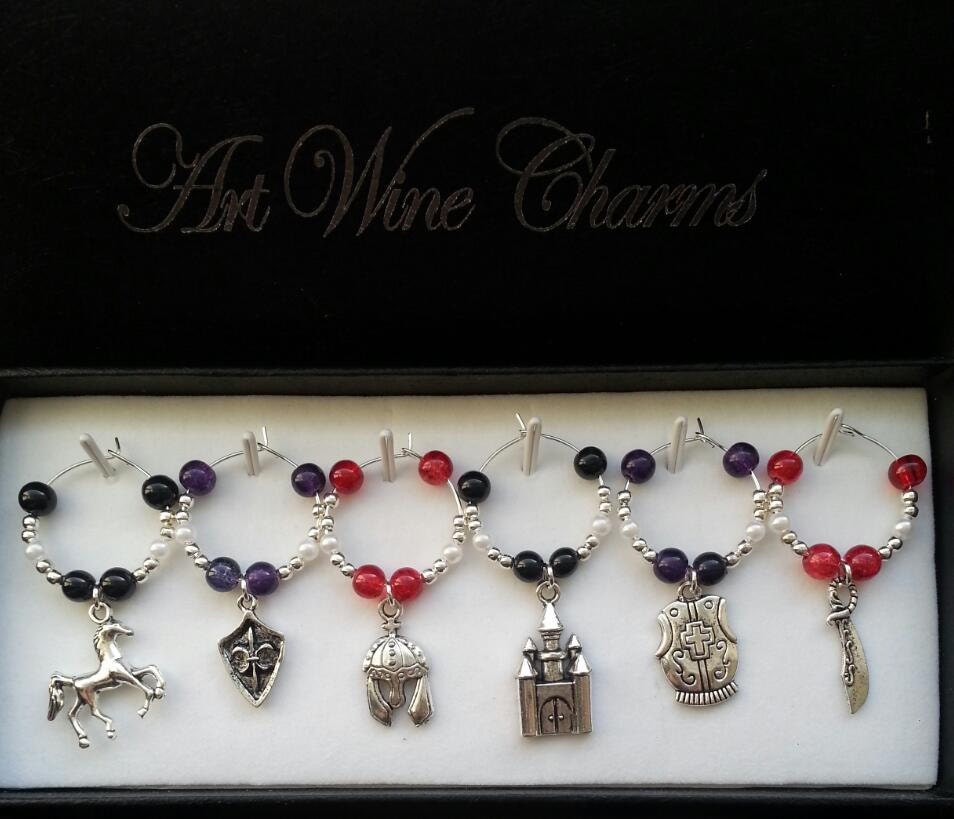6 Medieval themed Wine Charms Medieval Wine Charms Gothic