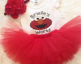 Elmo Inspired Birthday Glitter Shirt - Elmo Birthday Shirt - Elmo's World - 1st Birthday - 2nd Birthday