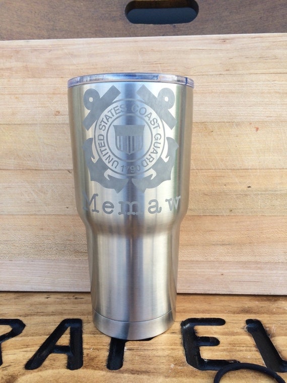 Military Etched Stainless Tumbler 30oz Cup by DrapelaDesigns
