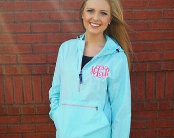 Charles River Monogrammed Pullover Rain Jacket Monogram Quarter Zip Pack N Go Rain Coat