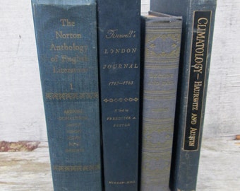 Vintage Lot Navy Blue Books Dark Decorative Titles, Decline and Fall