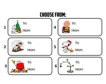 63 Charlie Brown Snoopy Christmas Envelope Seals / Labels